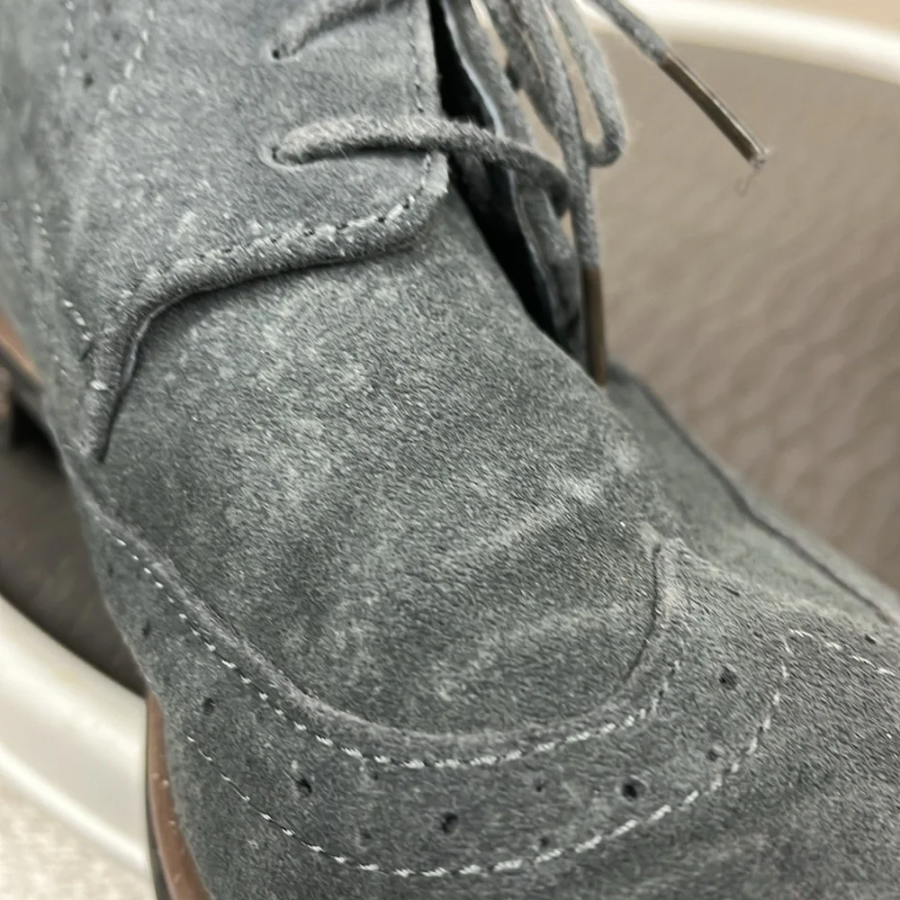 Bruno Marc Urban Suede Leather Lace Up Wingtip Dress Shoes Gray Size 15